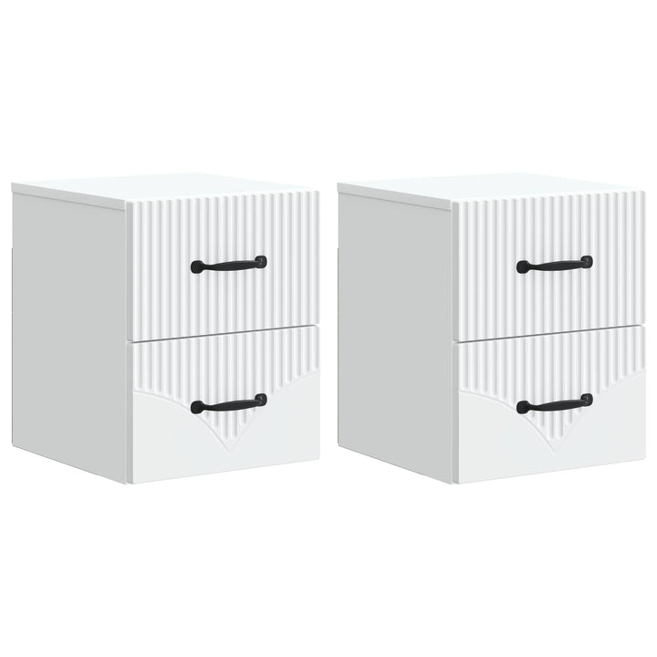 Væghængt Natbord 2 pcs Hvid 34,5 x 33 x 40 cm Konstrueret træ