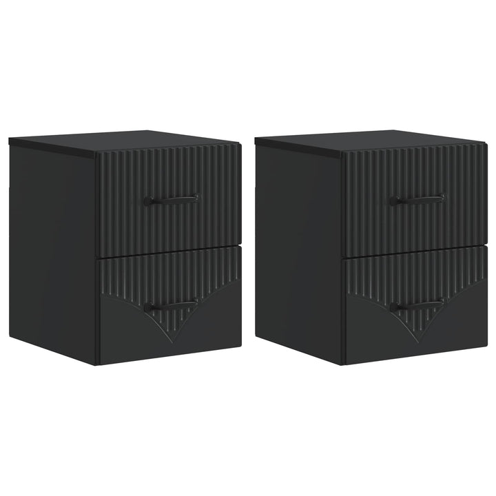 Væghængt Natbord 2 pcs Sort 34,5 x 33 x 40 cm Konstrueret træ