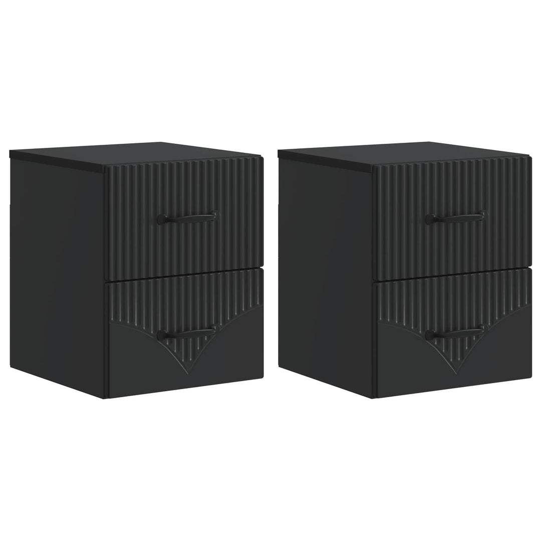Væghængt Natbord 2 pcs Sort 34,5 x 33 x 40 cm Konstrueret træ
