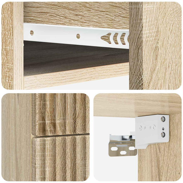 Væghængt Natbord Sonoma-eg 34,5 x 33 x 40 cm Konstrueret træ