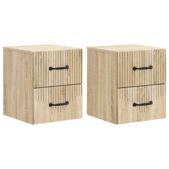 Væghængt Natbord med skuffe 2 pcs Sonoma-eg 34,5 x 33 x 40 cm