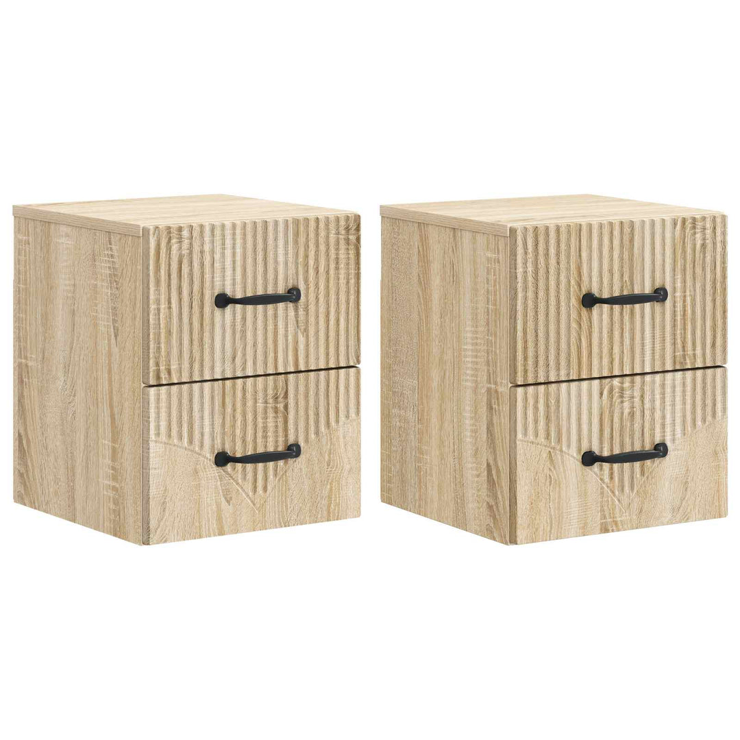 Væghængt Natbord med skuffe 2 pcs Sonoma-eg 34,5 x 33 x 40 cm