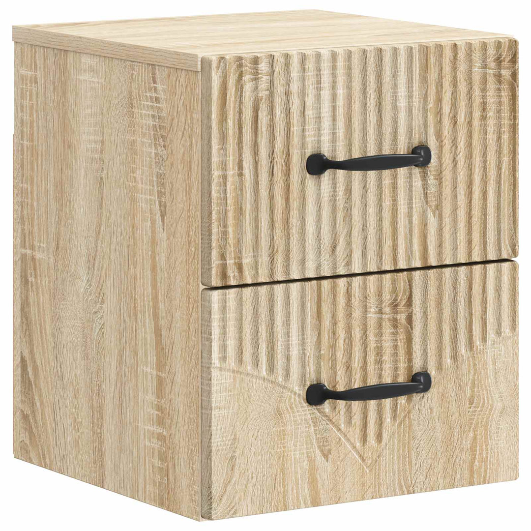 Væghængt Natbord med skuffe 2 pcs Sonoma-eg 34,5 x 33 x 40 cm