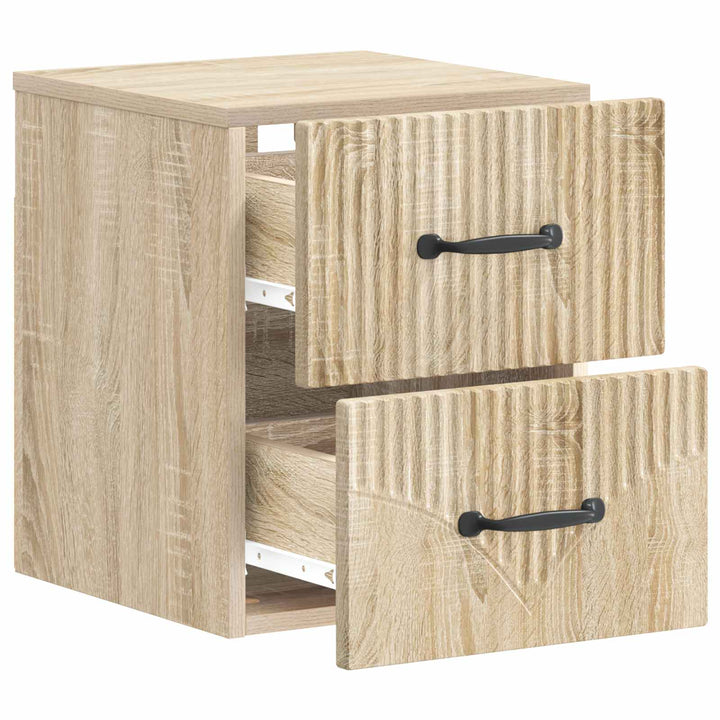 Væghængt Natbord med skuffe 2 pcs Sonoma-eg 34,5 x 33 x 40 cm