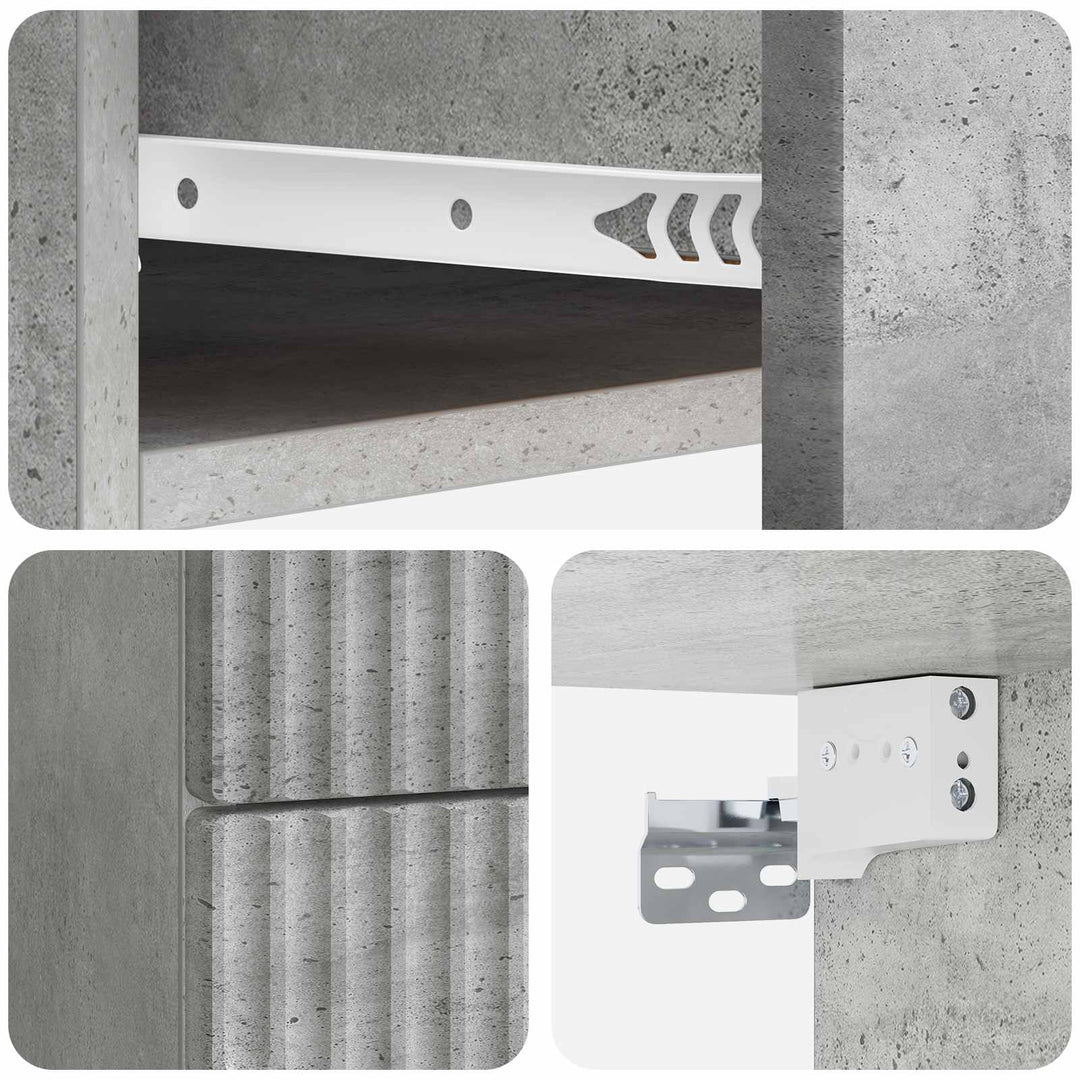 Væghængt Natbord Betongrå 34,5 x 33 x 40 cm Konstrueret træ