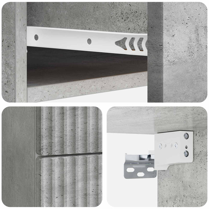 Væghængt Natbord Betongrå 34,5 x 33 x 40 cm Konstrueret træ