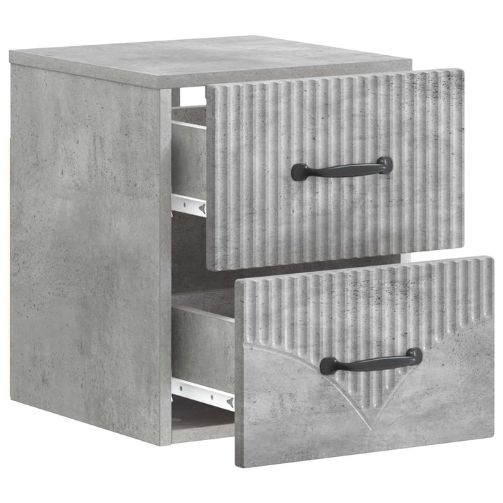 Væghængt Natbord Betongrå 34,5 x 33 x 40 cm Konstrueret træ