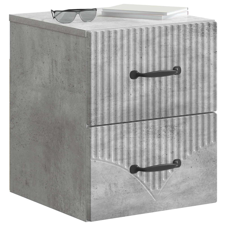 Væghængt Natbord Betongrå 34,5 x 33 x 40 cm Konstrueret træ