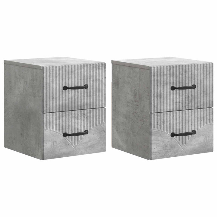 Væghængt Natbord med skuffe 2 pcs Betongrå 34,5 x 33 x 40 cm
