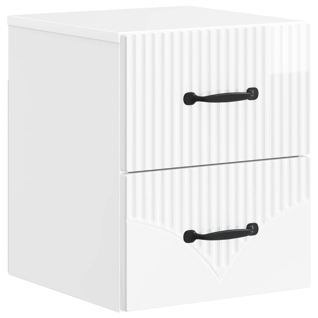 Væghængt Natbord 2 pcs Hvid højglans 34,5 x 33 x 40 cm