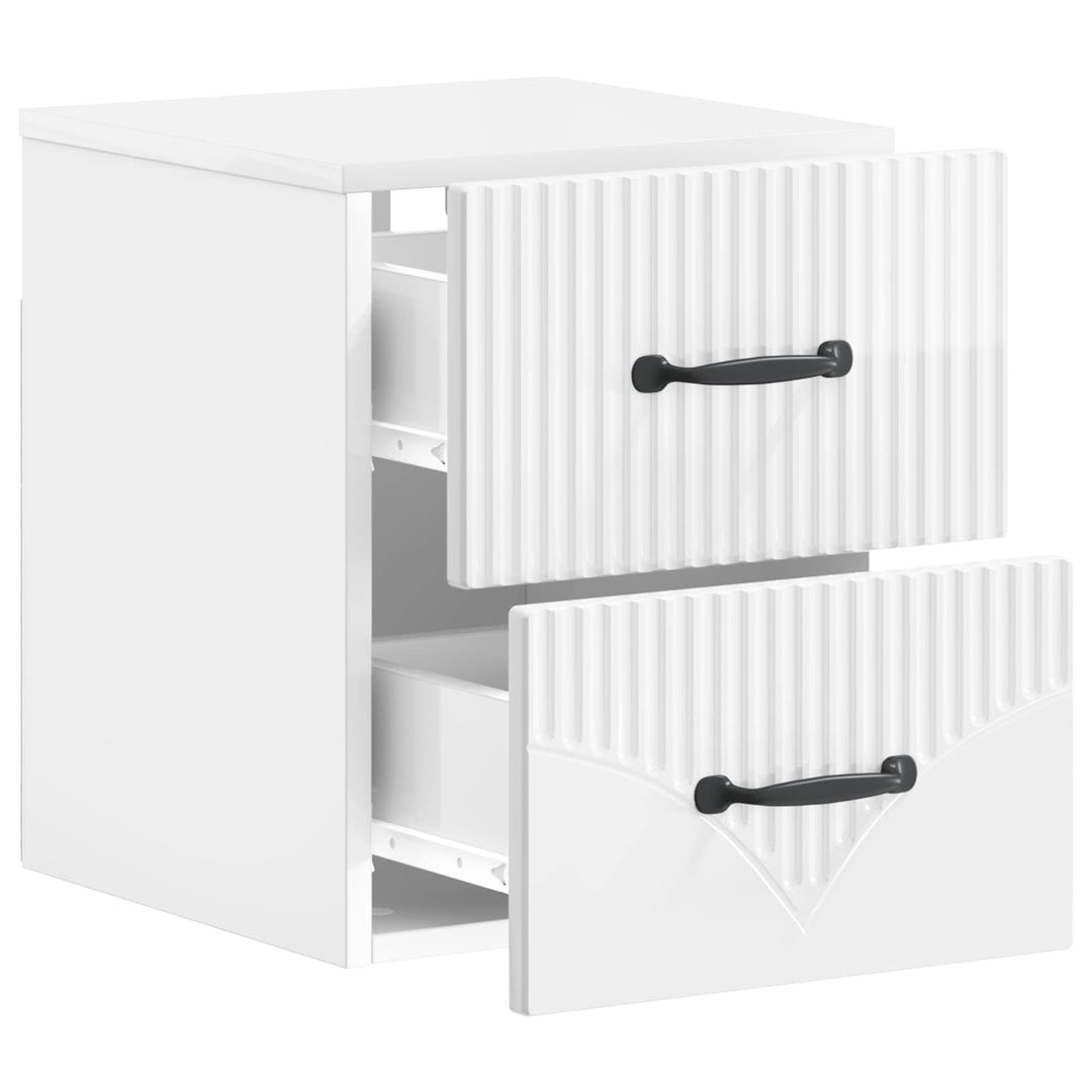 Væghængt Natbord 2 pcs Hvid højglans 34,5 x 33 x 40 cm