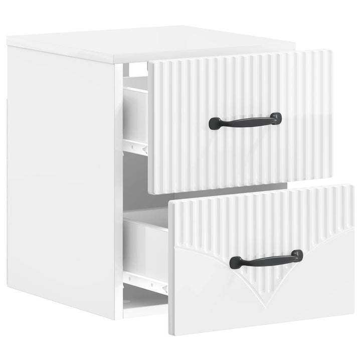 Væghængt Natbord 2 pcs Hvid højglans 34,5 x 33 x 40 cm