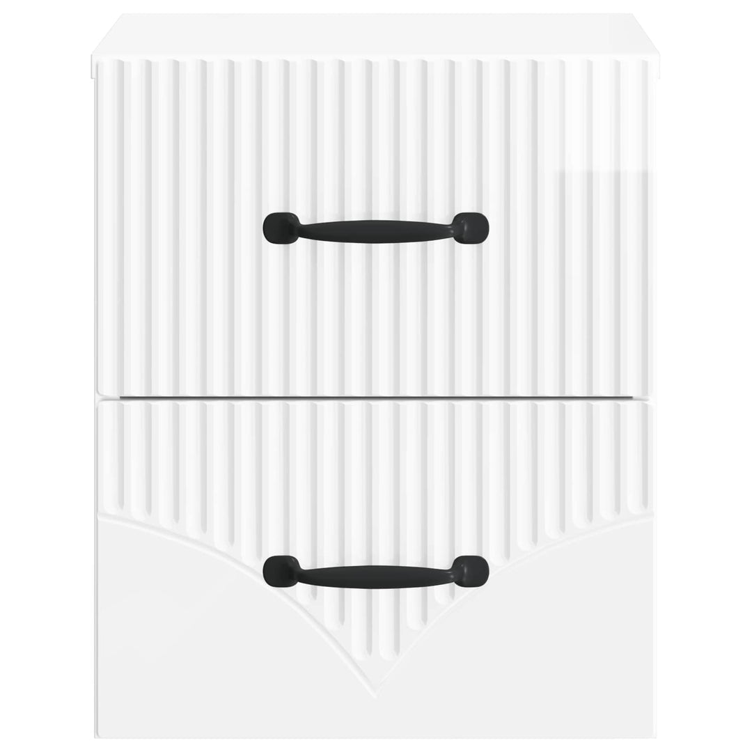 Væghængt Natbord 2 pcs Hvid højglans 34,5 x 33 x 40 cm