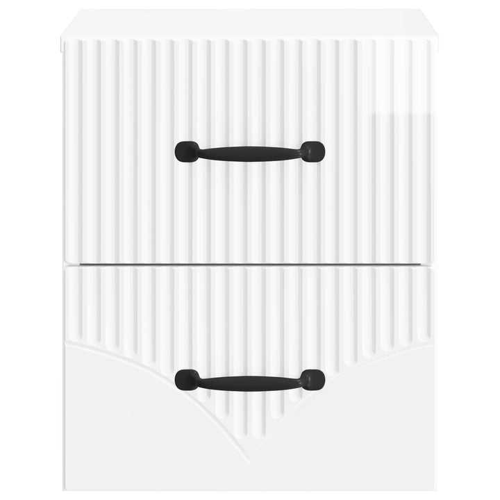 Væghængt Natbord 2 pcs Hvid højglans 34,5 x 33 x 40 cm