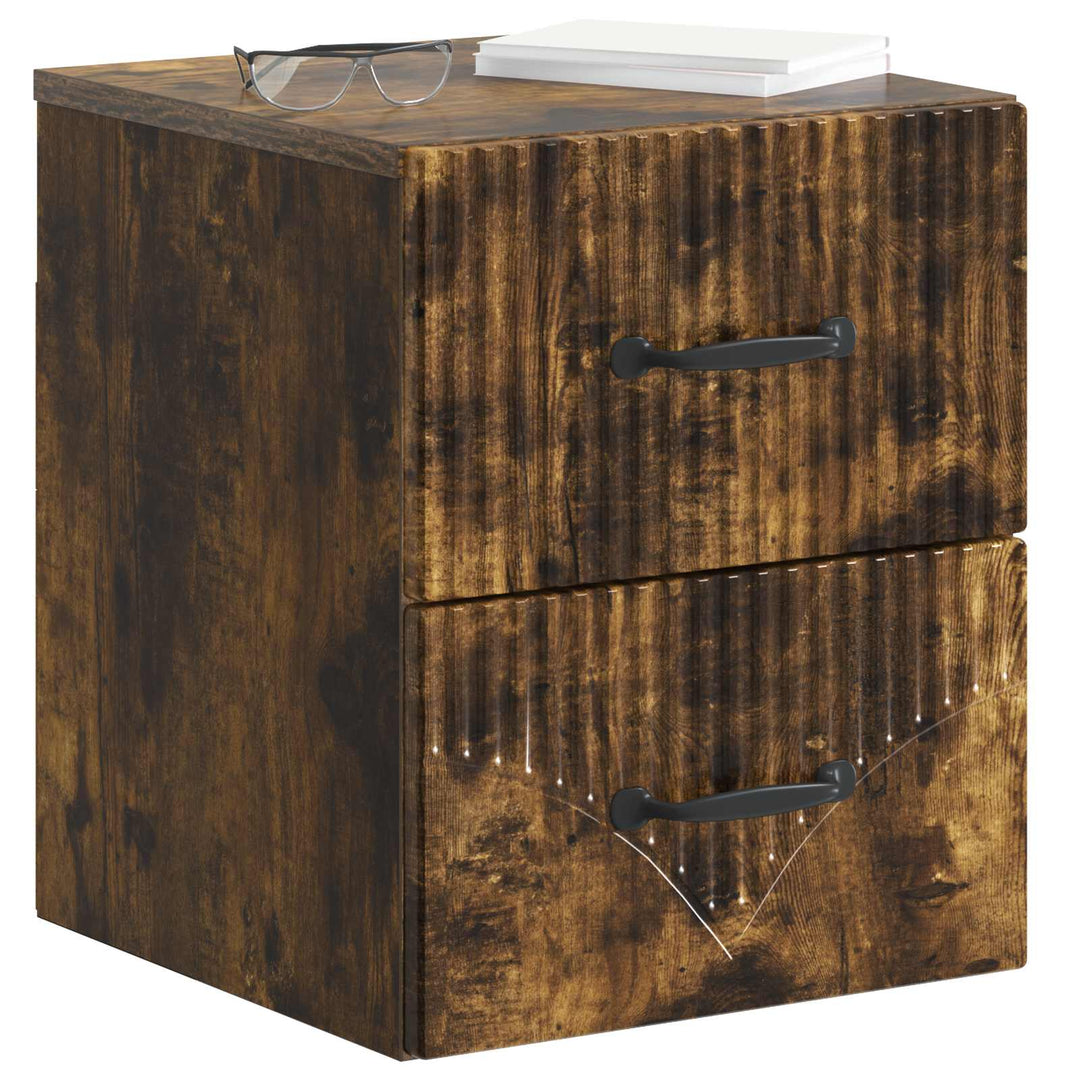 Væghængt Natbord Røget eg 34,5 x 33 x 40 cm Konstrueret træ