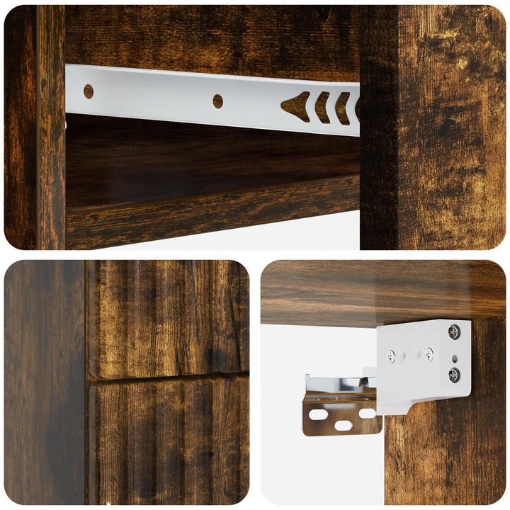 Væghængt Natbord med skuffe 2 pcs Røget eg 34,5 x 33 x 40 cm