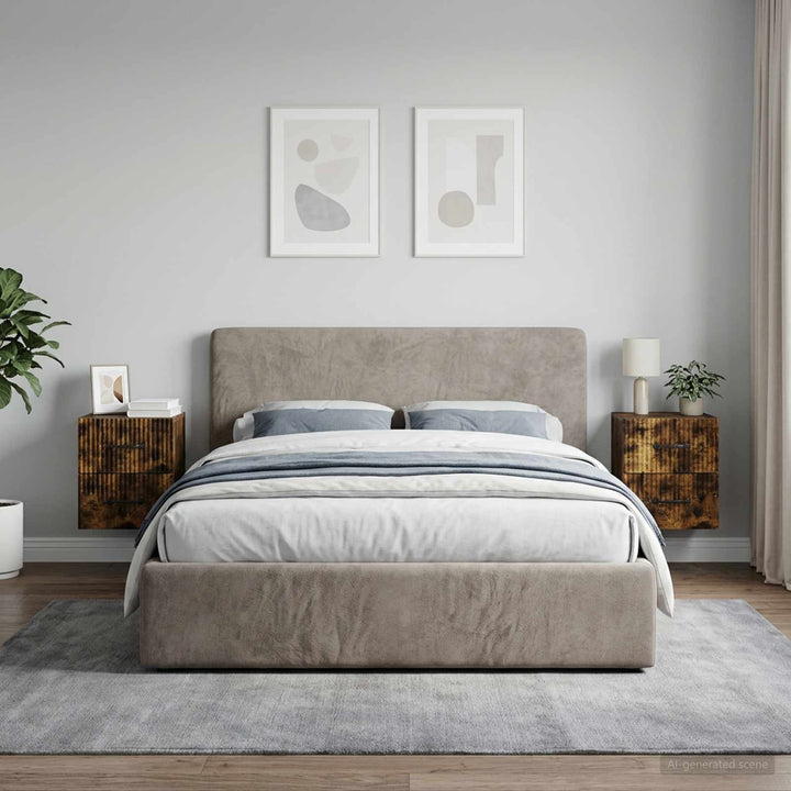 Væghængt Natbord med skuffe 2 pcs Røget eg 34,5 x 33 x 40 cm