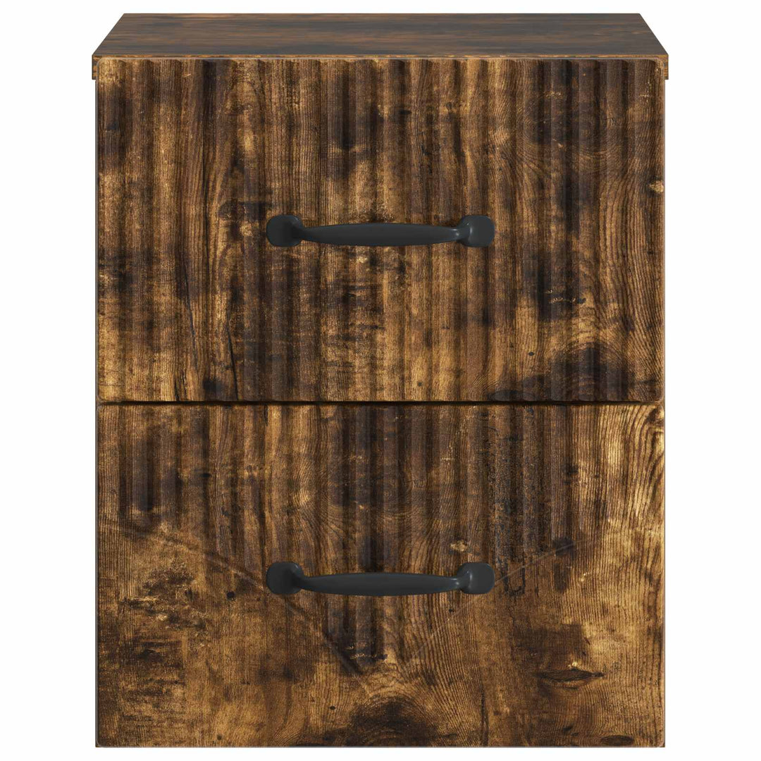 Væghængt Natbord med skuffe 2 pcs Røget eg 34,5 x 33 x 40 cm