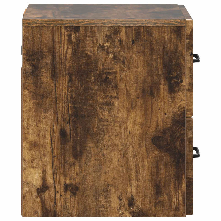 Væghængt Natbord med skuffe 2 pcs Røget eg 34,5 x 33 x 40 cm