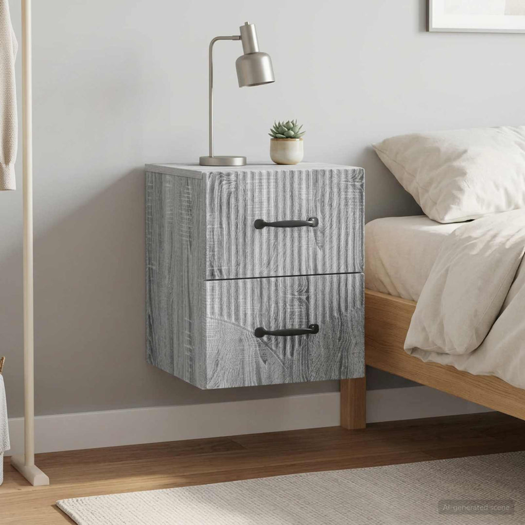 Væghængt Natbord 2 pcs Grå sonoma-eg 34,5 x 33 x 40 cm
