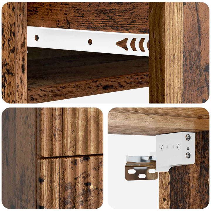 Væghængt Natbord med skuffe 2 pcs Gammelt træ 34,5 x 33 x 40 cm