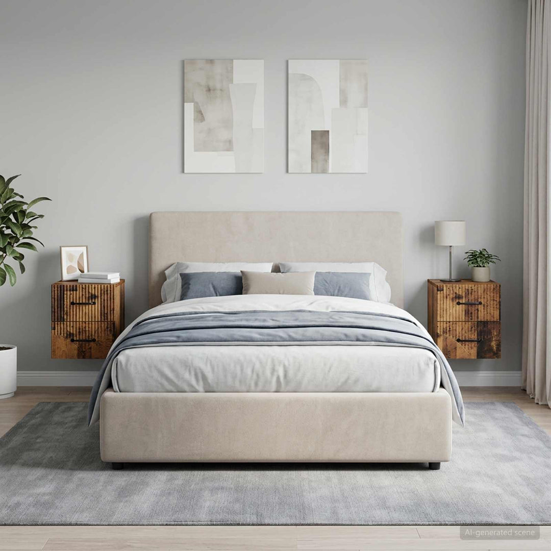 Væghængt Natbord med skuffe 2 pcs Gammelt træ 34,5 x 33 x 40 cm