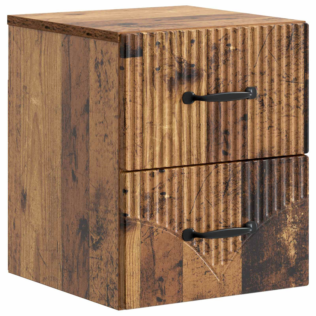Væghængt Natbord med skuffe 2 pcs Gammelt træ 34,5 x 33 x 40 cm