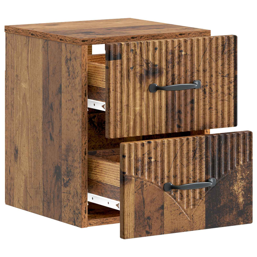 Væghængt Natbord med skuffe 2 pcs Gammelt træ 34,5 x 33 x 40 cm