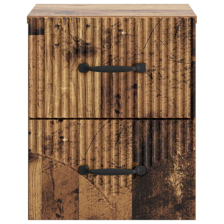 Væghængt Natbord med skuffe 2 pcs Gammelt træ 34,5 x 33 x 40 cm