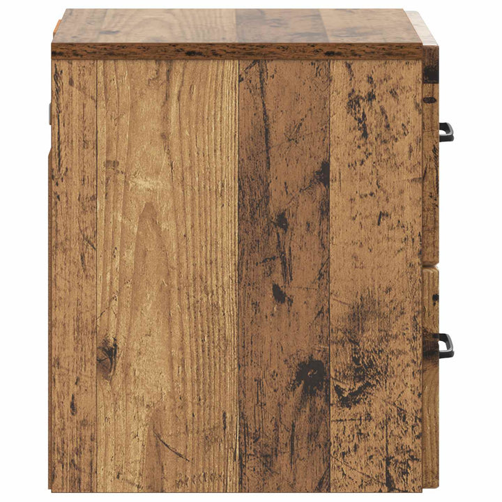 Væghængt Natbord med skuffe 2 pcs Gammelt træ 34,5 x 33 x 40 cm