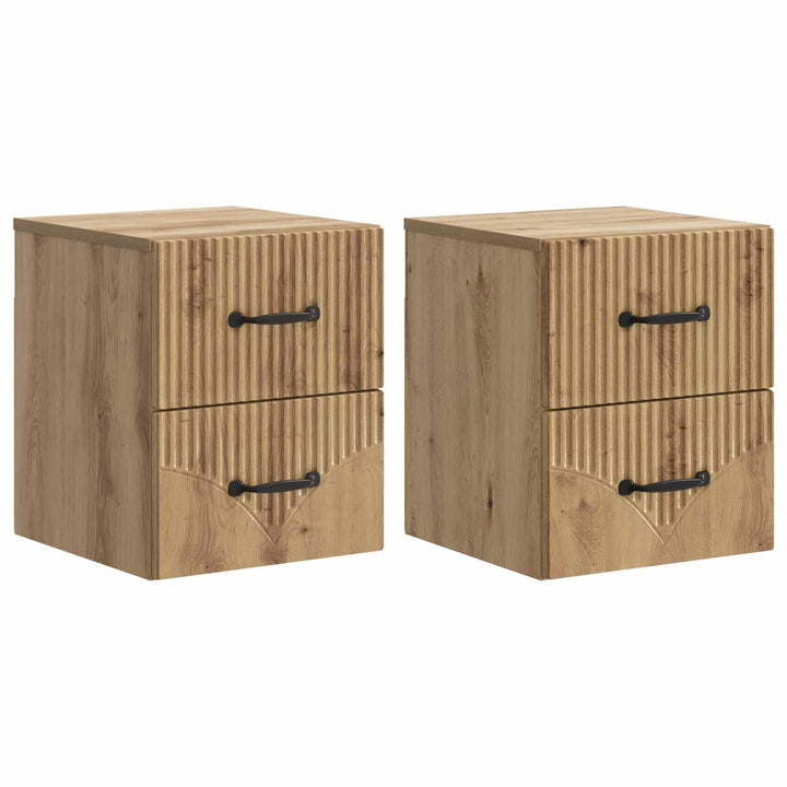 Væghængt Natbord med skuffe 2 pcs Artisan-eg 34,5 x 33 x 40 cm