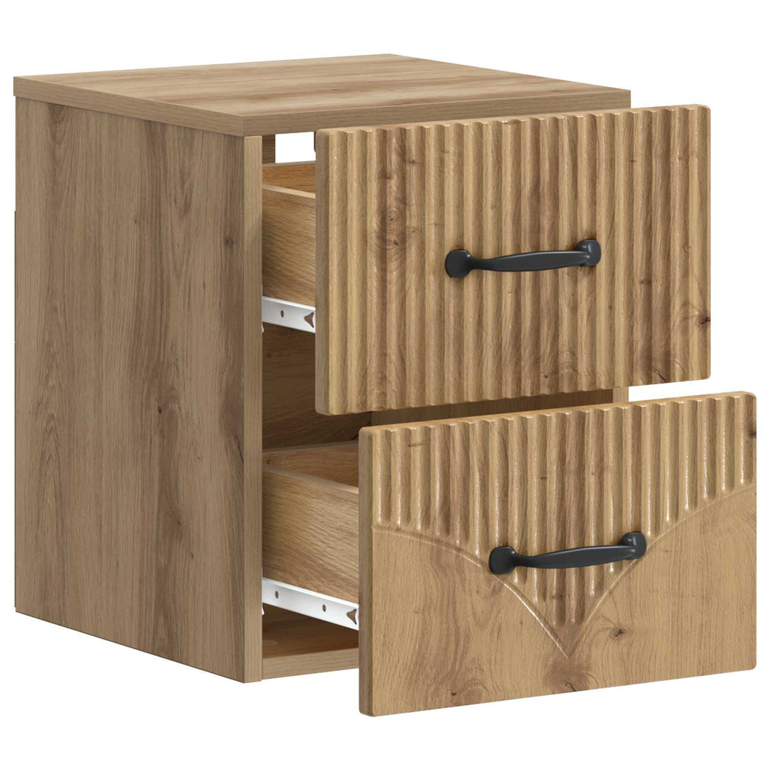 Væghængt Natbord med skuffe 2 pcs Artisan-eg 34,5 x 33 x 40 cm