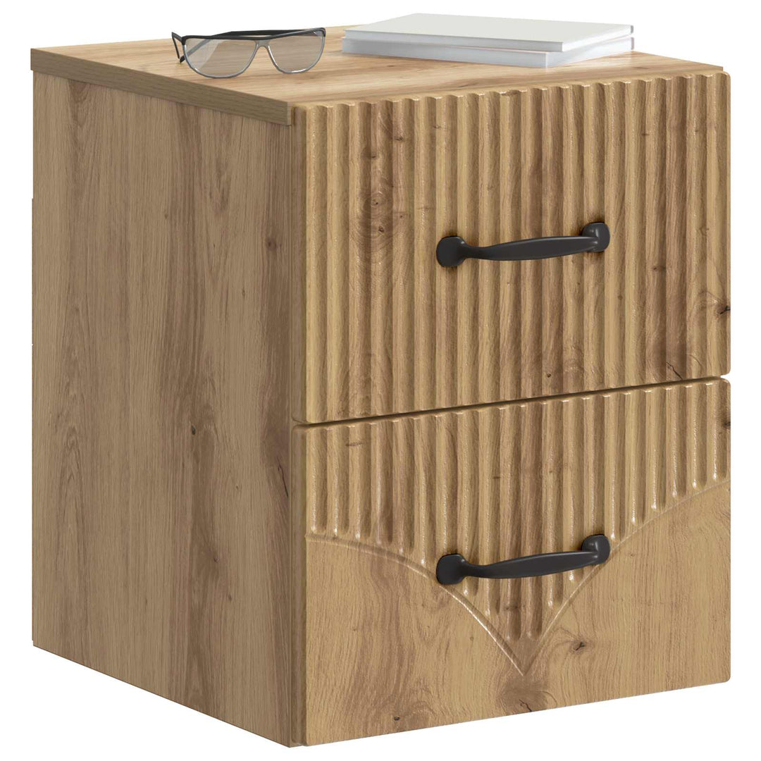 Væghængt Natbord med skuffe 2 pcs Artisan-eg 34,5 x 33 x 40 cm