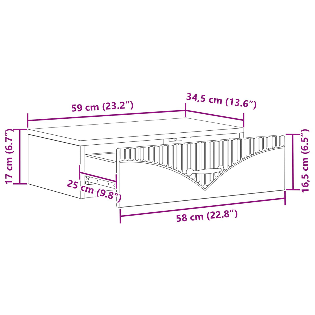 Væghængt Sideskab Hvid 59 x 34,5 x 17 cm Konstrueret træ