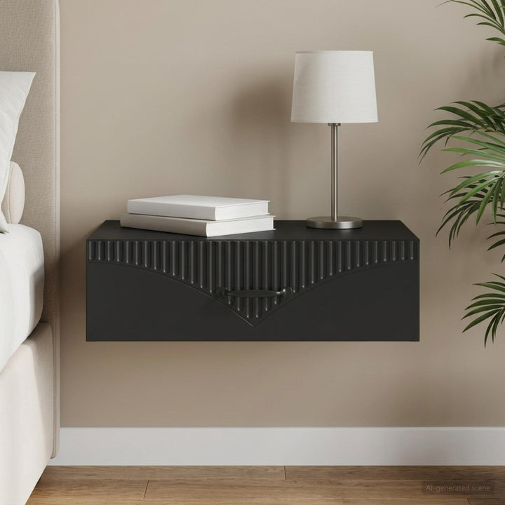Væghængt Sideskab 59 x 34,5 x 17 cm Konstrueret træ Sort
