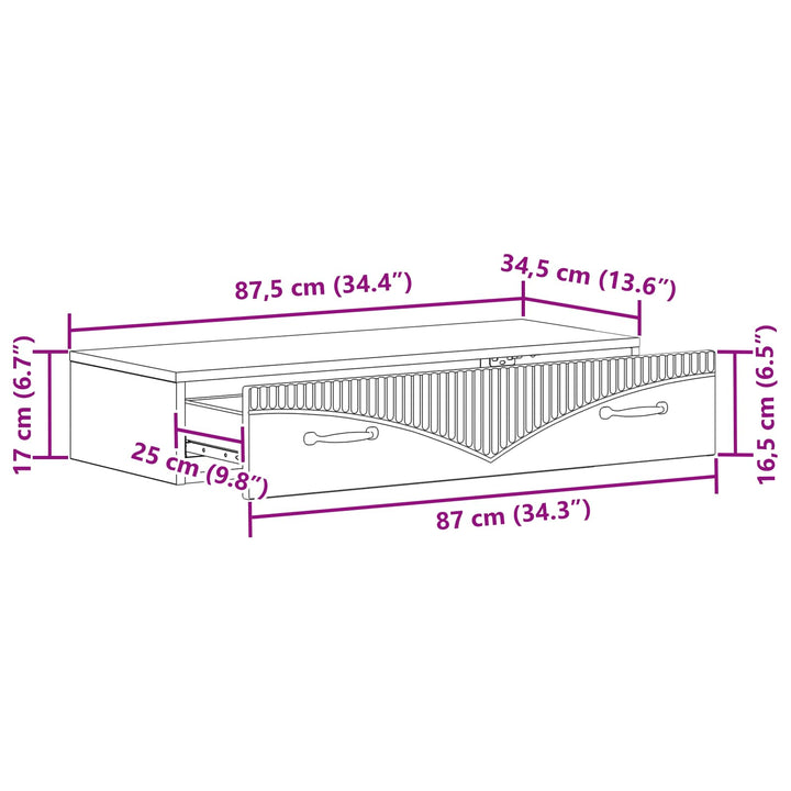 Væghængt Sideskab Hvid 87,5 x 34,5 x 17 cm Konstrueret træ