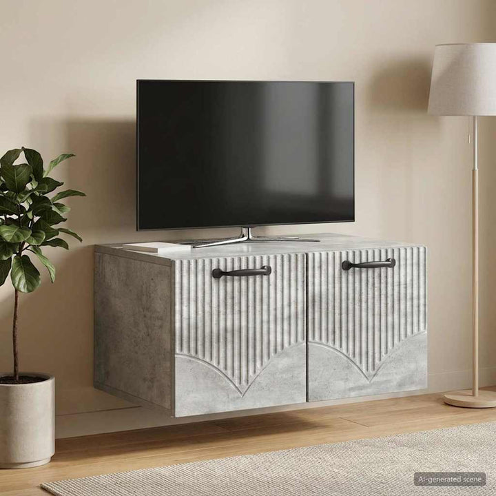 Væghængt TV-skab Betongrå 59,5 x 41 x 30 cm Konstrueret træ