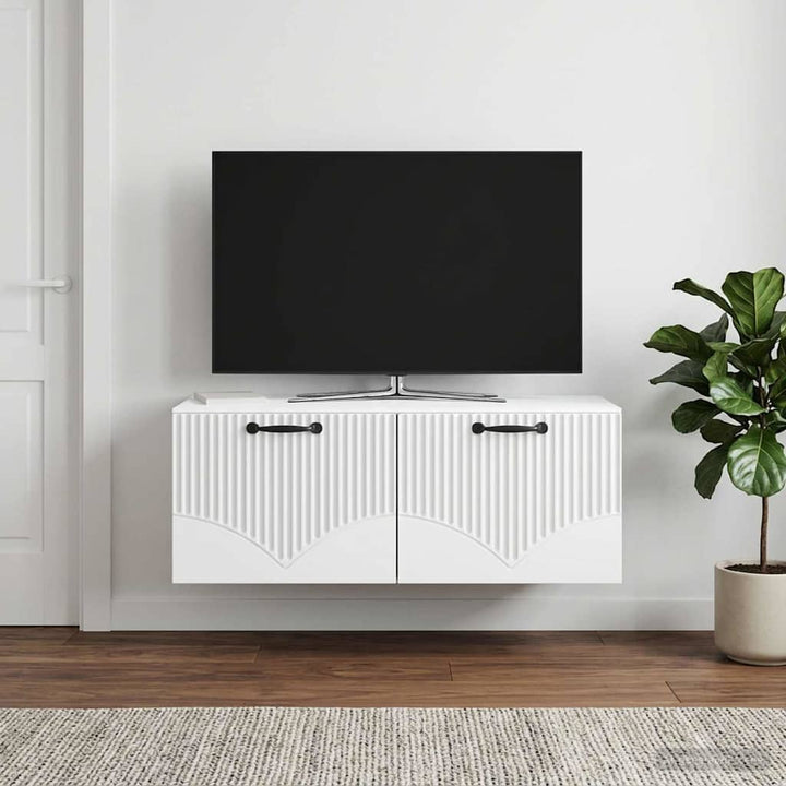 Væghængt TV-skab Hvid 78,5 x 41 x 30 cm Konstrueret træ