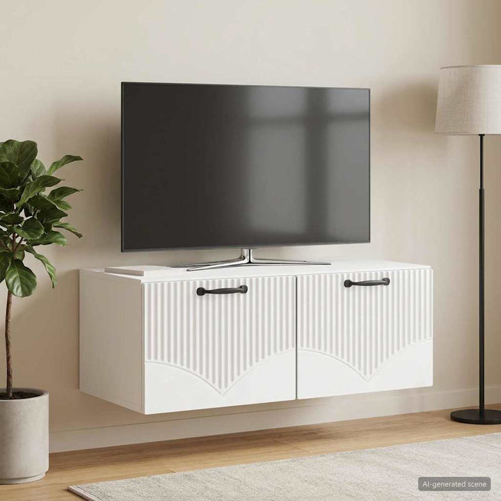 Væghængt TV-skab Vægmonteret Hvid højglans 78,5 x 41 x 30 cm