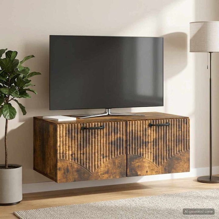 Væghængt TV-skab Røget eg 78,5 x 41 x 30 cm Konstrueret træ
