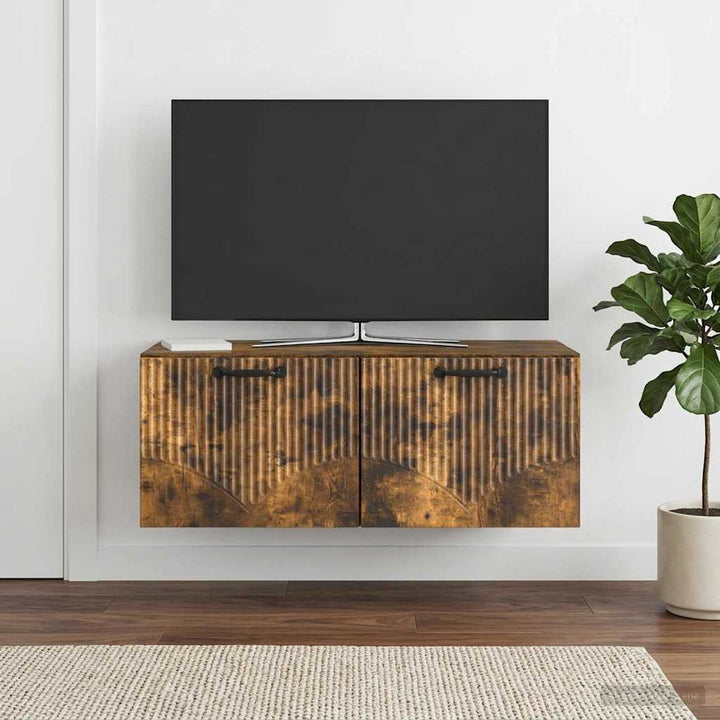 Væghængt TV-skab Røget eg 78,5 x 41 x 30 cm Konstrueret træ
