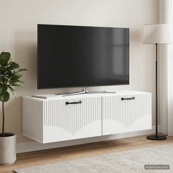 Væghængt TV-skab Hvid 98 x 41 x 30 cm Konstrueret træ