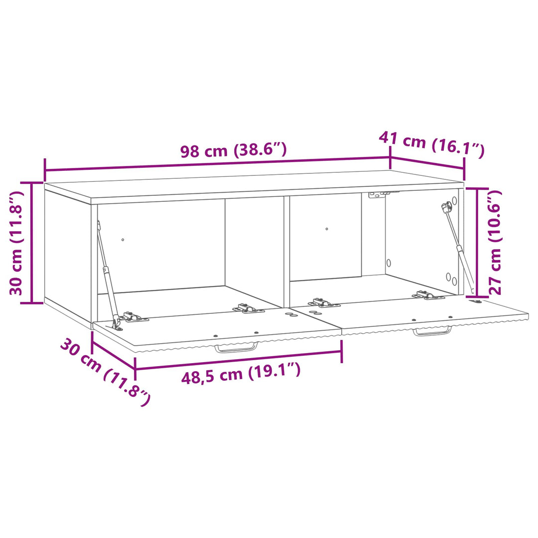 Væghængt TV-skab Hvid 98 x 41 x 30 cm Konstrueret træ