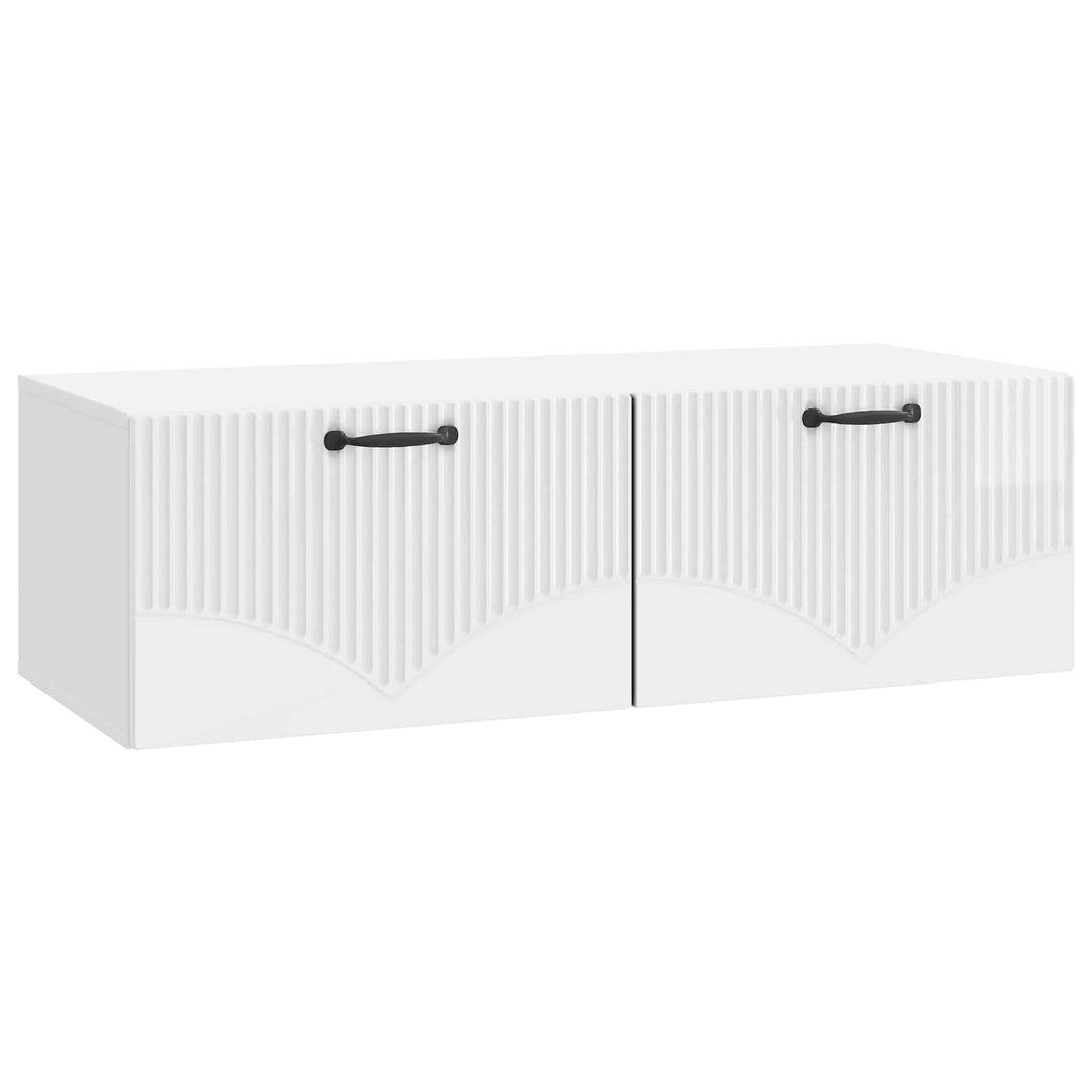 Væghængt TV-skab Hvid højglans 98 x 41 x 30 cm Konstrueret træ