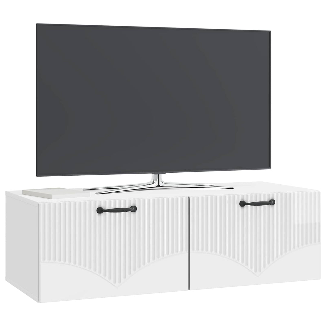 Væghængt TV-skab Hvid højglans 98 x 41 x 30 cm Konstrueret træ