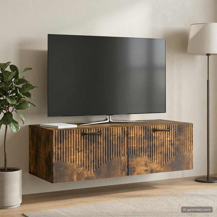 Væghængt TV-skab Røget eg 98 x 41 x 30 cm Konstrueret træ