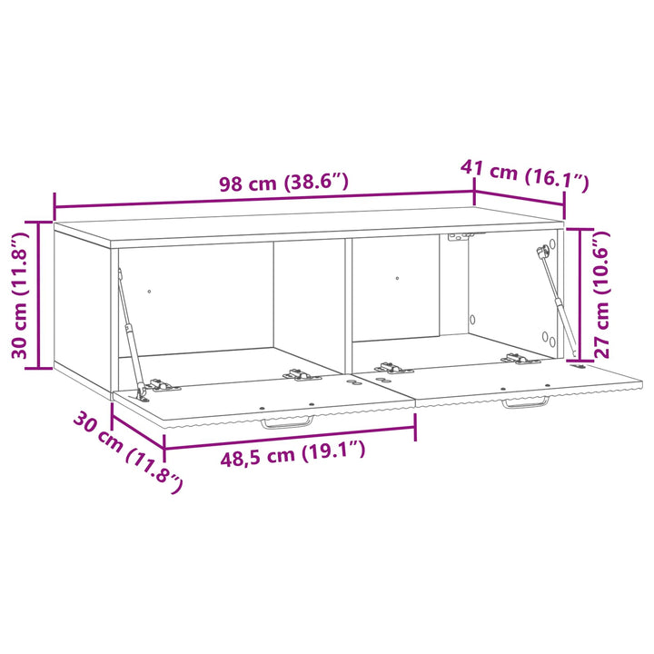 Væghængt TV-skab Røget eg 98 x 41 x 30 cm Konstrueret træ