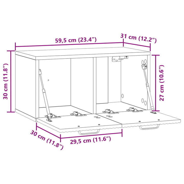 Væghængt TV-skab Sonoma-eg 59,5 x 31 x 30 cm Konstrueret træ