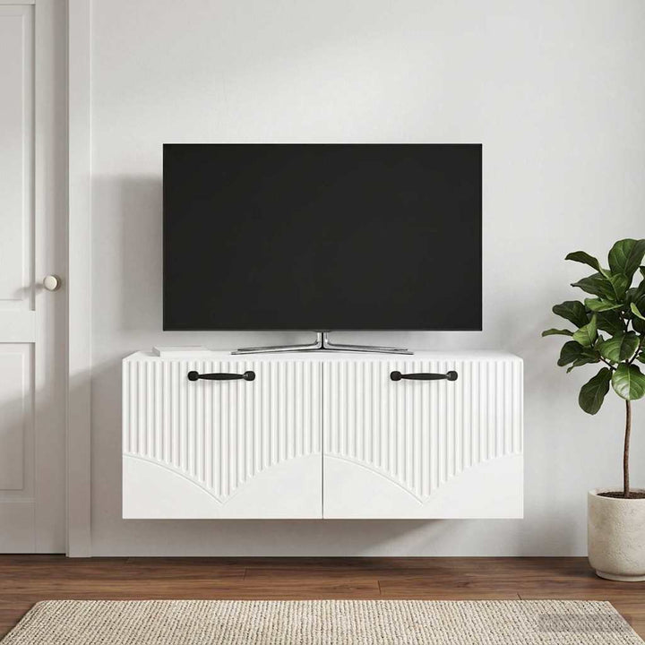 Væghængt TV-skab Vægmonteret Hvid højglans 78,5 x 31 x 30 cm