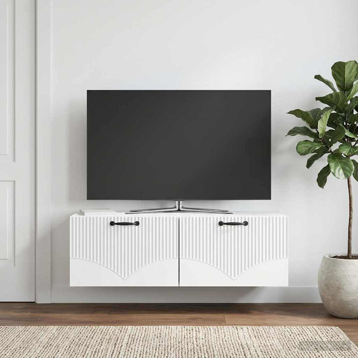 Væghængt TV-skab Hvid 98 x 31 x 30 cm Konstrueret træ